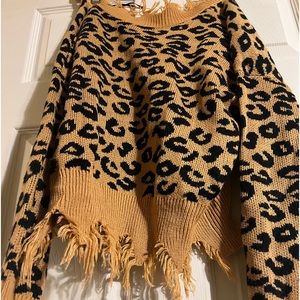 Leopard off Shoulders Sweaters